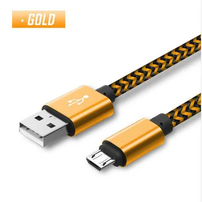 1/2/3 м микро USB кабель для Android Зарядное устройство зарядный кабель провод шнур для Xiaomi Redmi 6 pro note 5 5 Plus 3S 4X 5A 6A S2 кабель - Цвет: Gold Micro usb