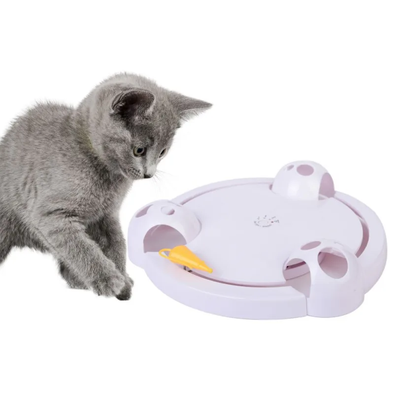 

Interactive Pet Cat Toys Funny Cat Automatic Rotating Cat Play Teaser Plate Mice Catch Toy Electric Playing Exercise Toys