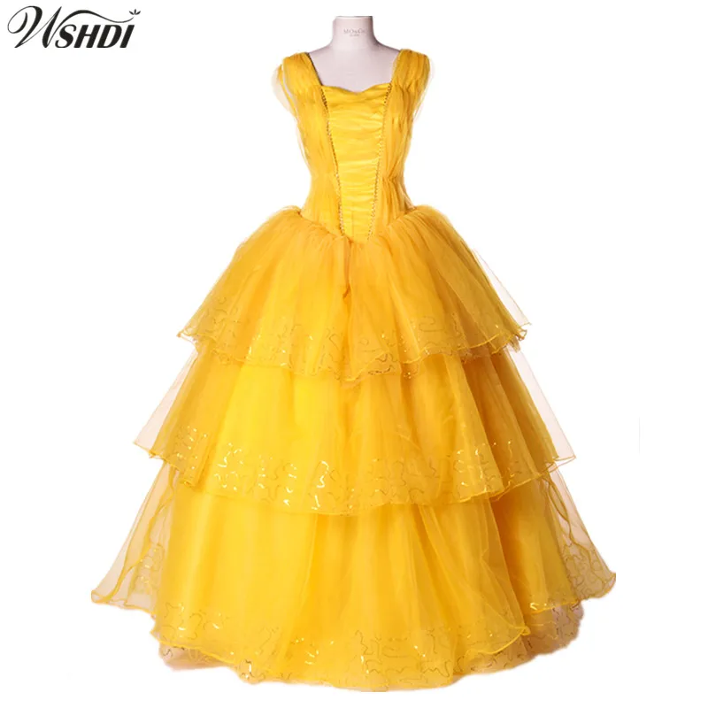 

Beauty Beast Costume Adult Deluxe Princess Belle Dress Party Fantasia Christmas Halloween Dress Cosplay Carnival Fancy Costume