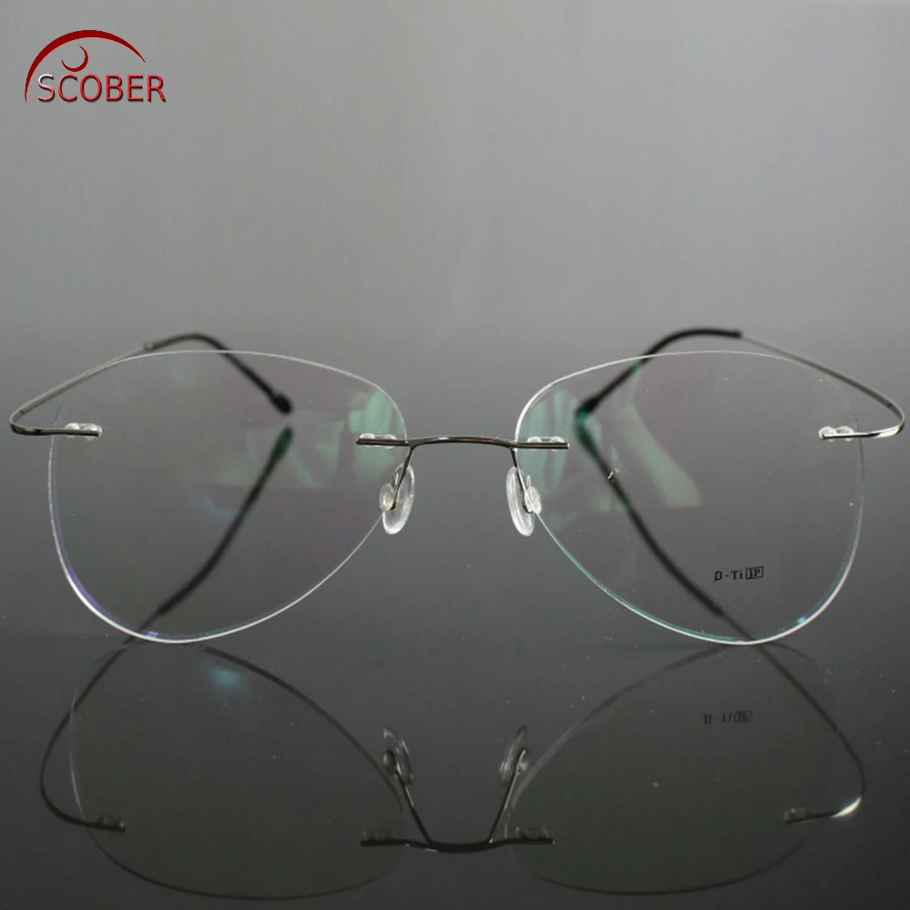 

SCOBER = Large Frame Pilot New B Titanium ONLY 2G Ultra-light Bomb MEN WOMEN Rimless READING GLASSES +0.75 +1 +1.25 +1.75 to +4