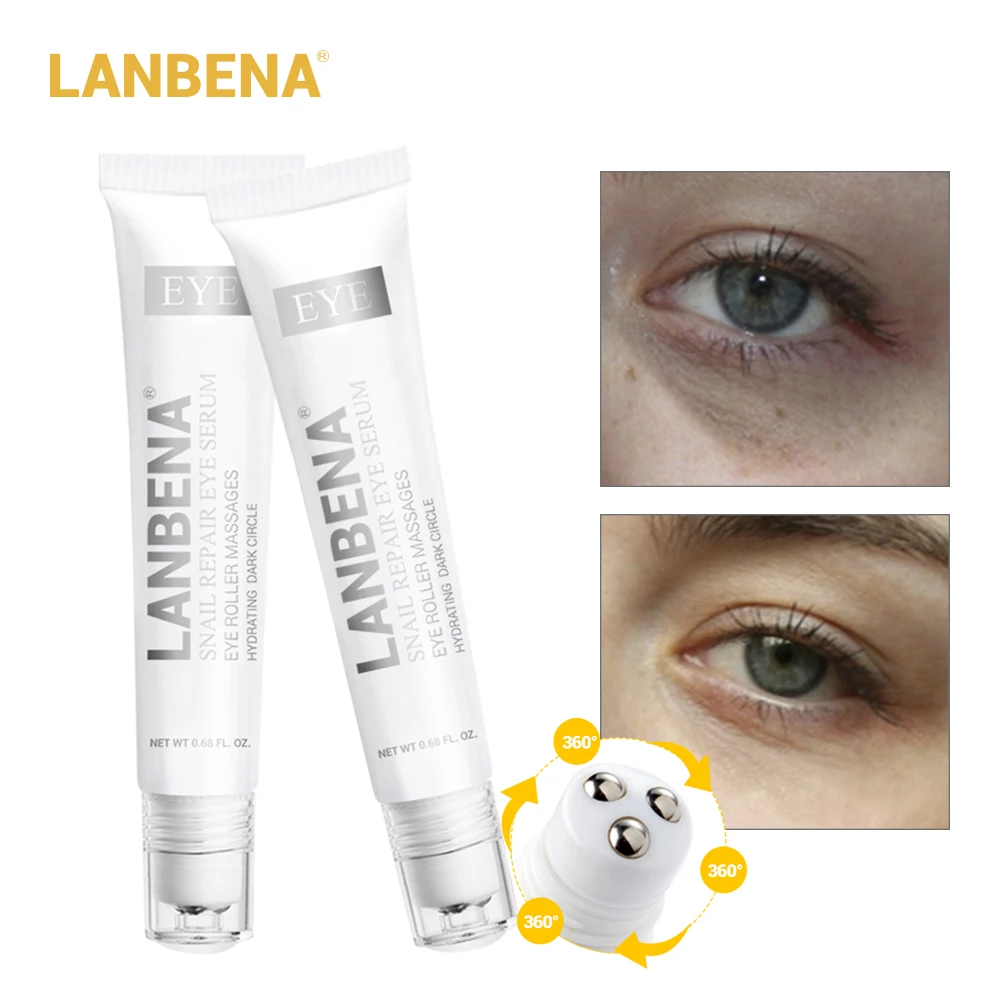 

LANBENA Snail Repair Eye Serum Eye Cream Dark Circle Moisturizing Anti-Puffiness Anti-Aging Anti Wrinkle Skin Whitening 2PCS