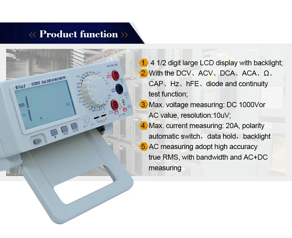 Высокоточный цифровой мультиметр Настольный 4 1/2 True RMS DCV/ACV/DCA/ACA DKTD0122 прецизионный настольный мультиметр Vici VC8045