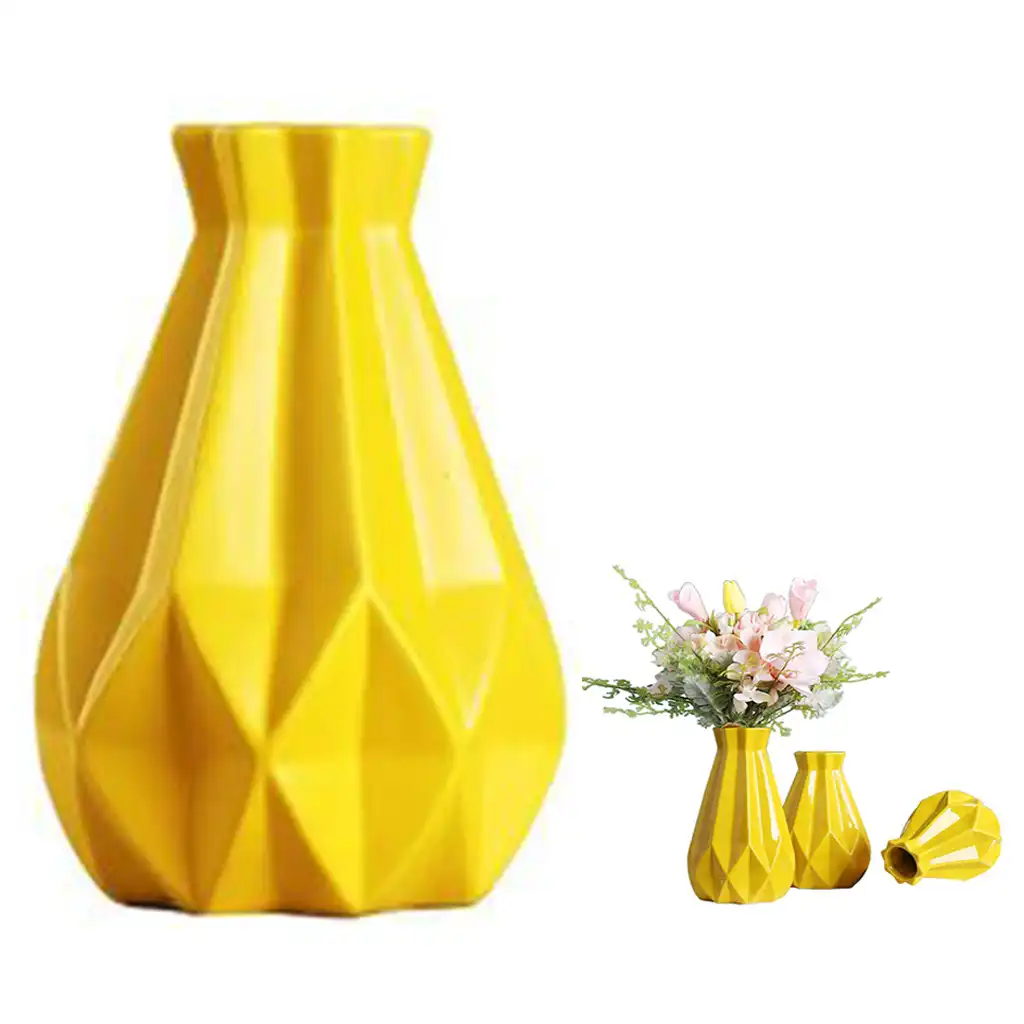 30CM Modern Yellow Vase Furniture Decoration Ceramic Red Tabletop Vase