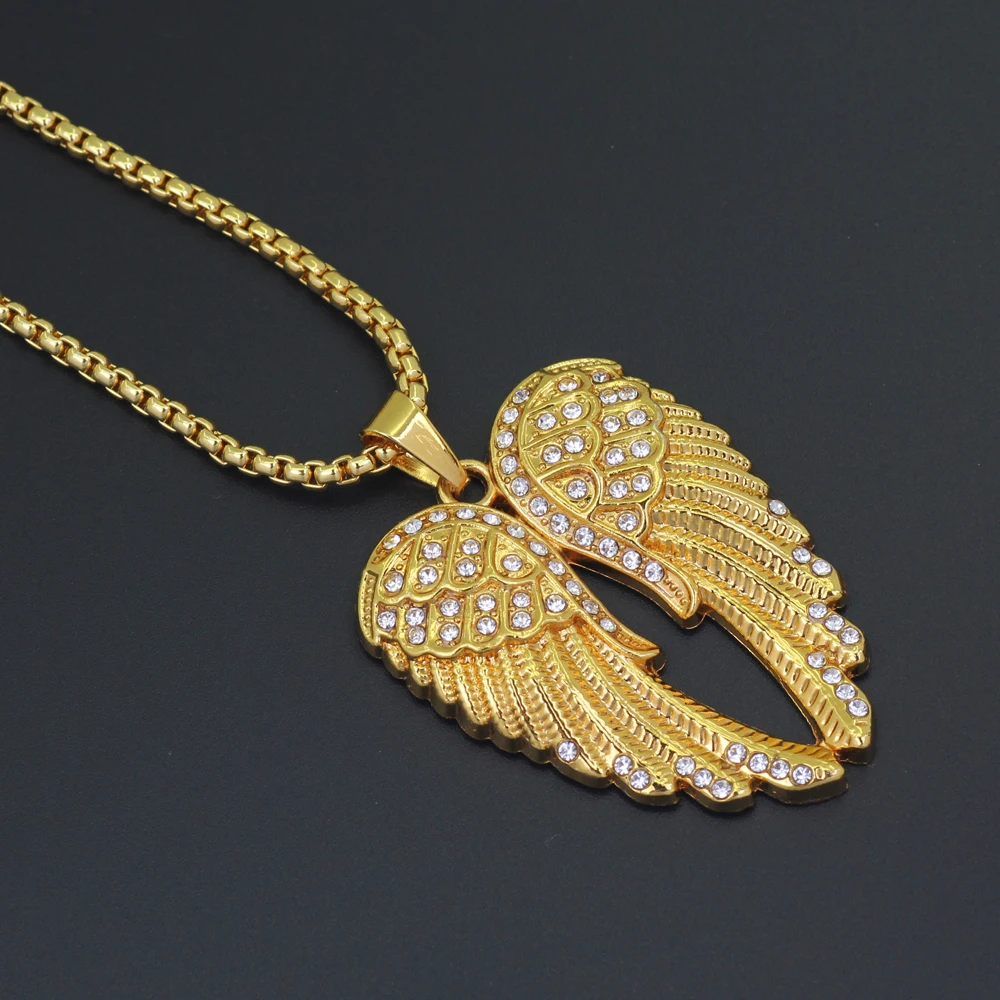 New Hip Hop Angel Wings Pendant Necklace Fashion Jewelry 30&quot Length Chain 2018 | Украшения и аксессуары