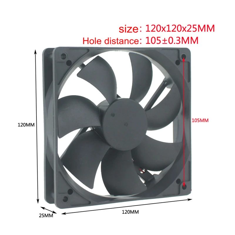 

Computer Cooling Fan DC 24V 120MM 12CM 120X120X25 Double Ball BALLbearing machine cooling fans Free shipping 5PCS