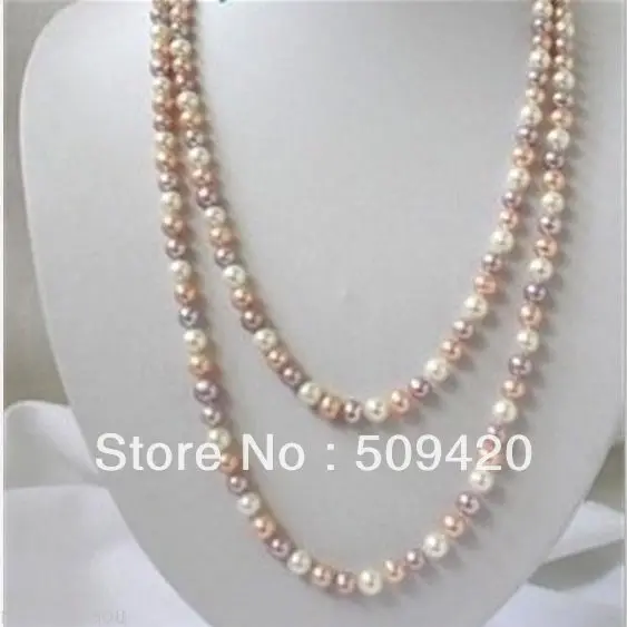 

Free ShippingStunning 7-8mm multicolor freshwater Cultured pearl necklace 50" long