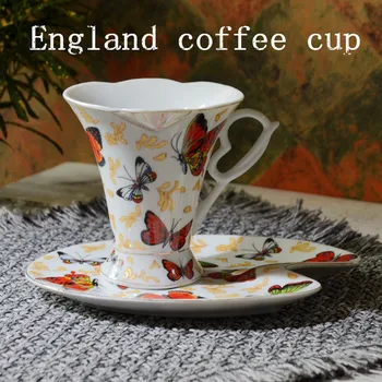 

christmas decorations for home 101-200ml Butterfly Coffee Cup Disk Creative Features Coffee Cup Flower Cup Disk Set Ceramic