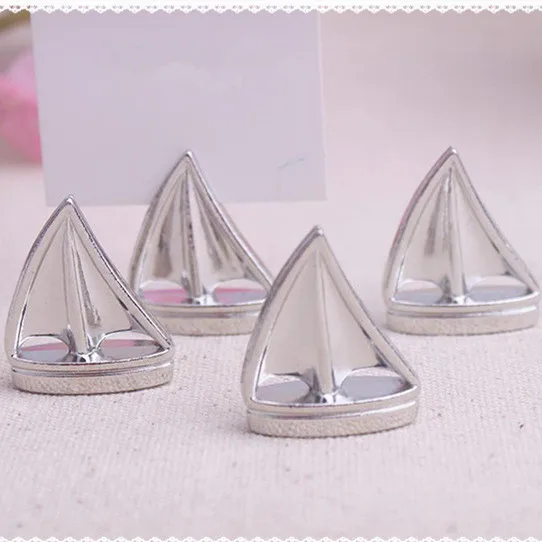 

100pcs/lot Wedding Decoration Metal Shining Silver Sailing Boat Place Card holder Name/Photo/Message Holder+DHL Free Shipping