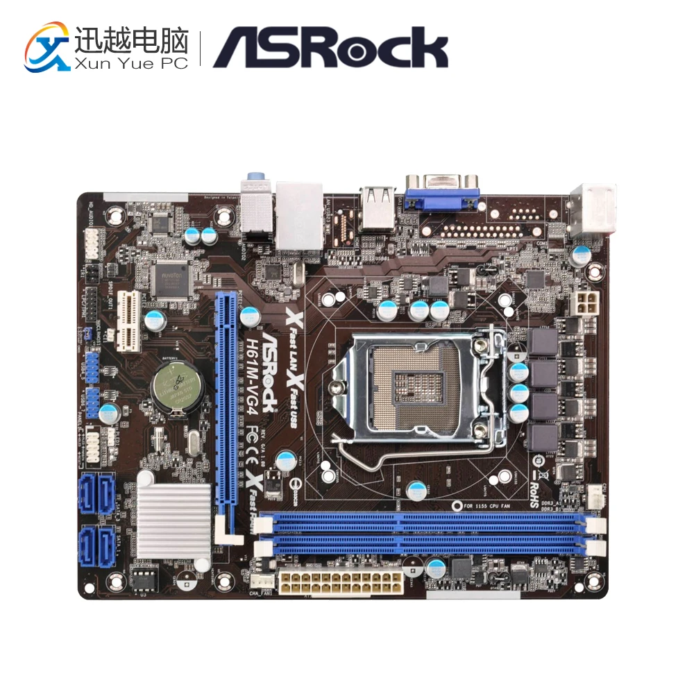 

Asrock H61M-VG4 Desktop Motherboard H61 Socket LGA 1155 i3 i5 i7 DDR3 16G USB2.0 Micro-ATX