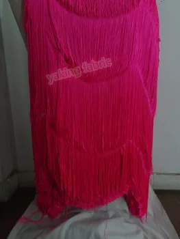 

10y super quality fringe Embroidered Tulle Fabric Nigerian fringe Lace Fabric yaking-42004 for party dress