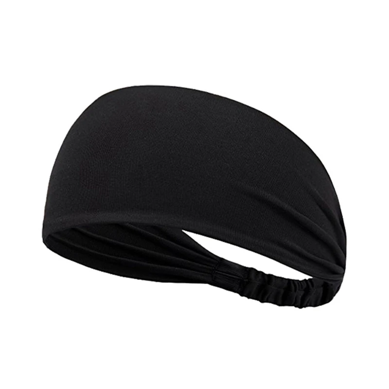 Женская головная повязка Sweatband широкая впитывающая пот быстросохнущая для фитнеса, йоги, бега анти-пот Sweatband Hairband шарф - Цвет: Black