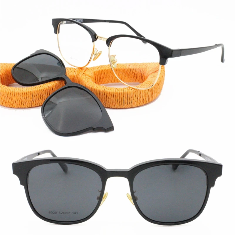 Montura de gafas de sol polarizadas lentes ópticas de doble con forma cuadrada, de metal|De los hombres gafas Marcos| - AliExpress