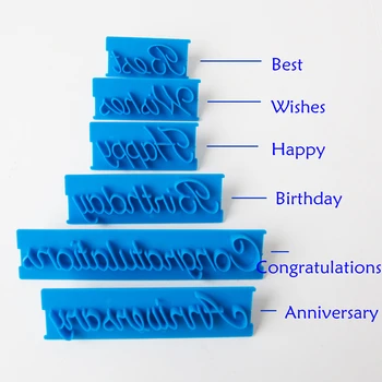 

Kitchen Bakeware Cake Tools plastic Baking Convenient Handwritten Letter Print Pattern decoration Diy Cake Mold Mould 6 pc/set