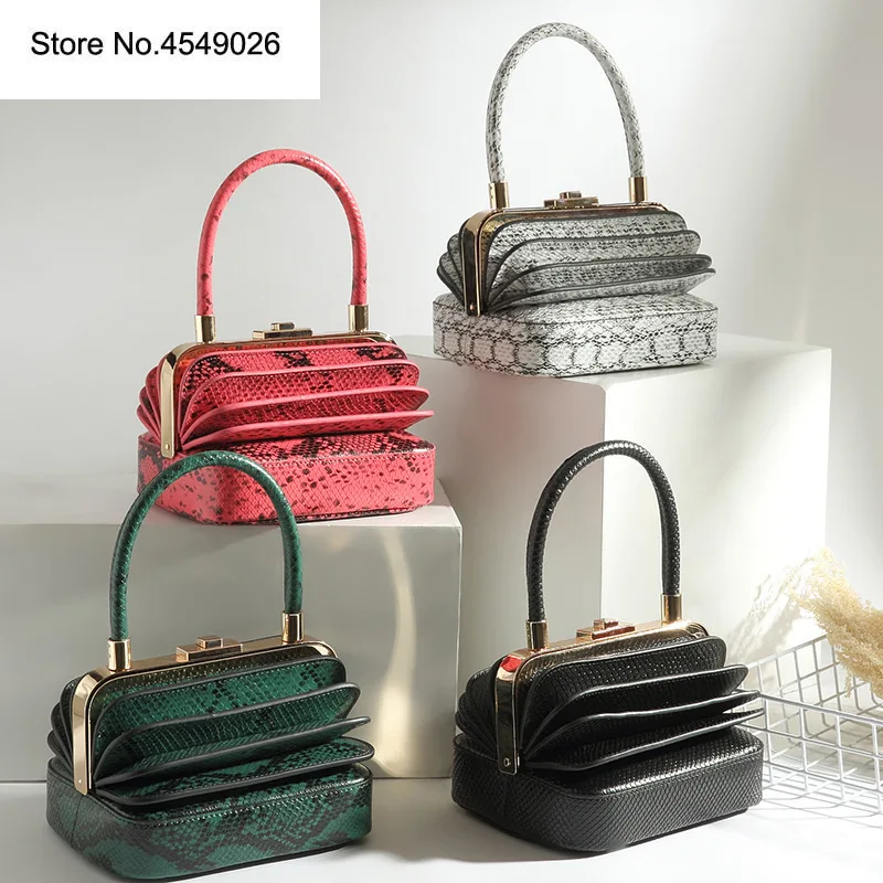 

Walk Show Retro Unique Organ Genuine Leather Serpentine Women Bag Special Design High Quality Handbag Expanding Designer Split