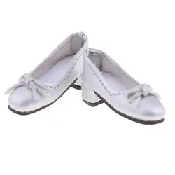 Модные кукольные туфли из искусственной кожи на блочном каблуке для кукла 1/6 Accs серебристого цвета