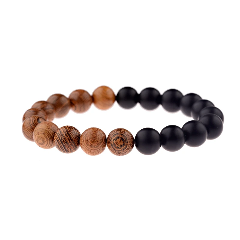 OIQUEI 10 мм бусины из натурального дерева браслет для йоги мужские эластичные Будда для молитвы браслеты и браслеты ювелирные изделия pulsera hombre - Окраска металла: 2
