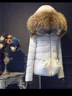 Зимняя куртка, женский пуховик, натуральный мех, с капюшоном, пуховик, женская короткая верхняя одежда, утолщенная, 90% утиный пух, пальто, парка
