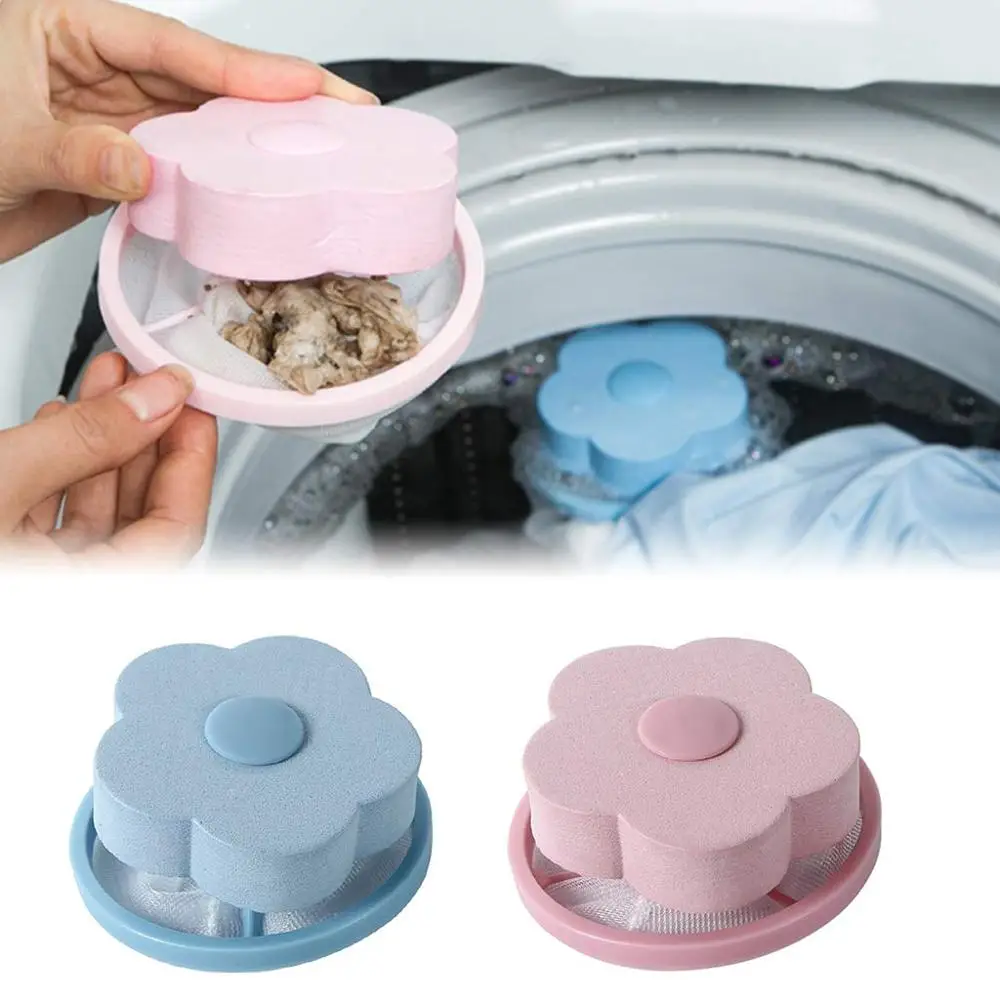 

2Pcs/lot Washing Machine Lint Mesh Filter Bag Laundry Ball Flower Shape Floating Catcher Filter Bag Mesh Hair Catcher cleaning