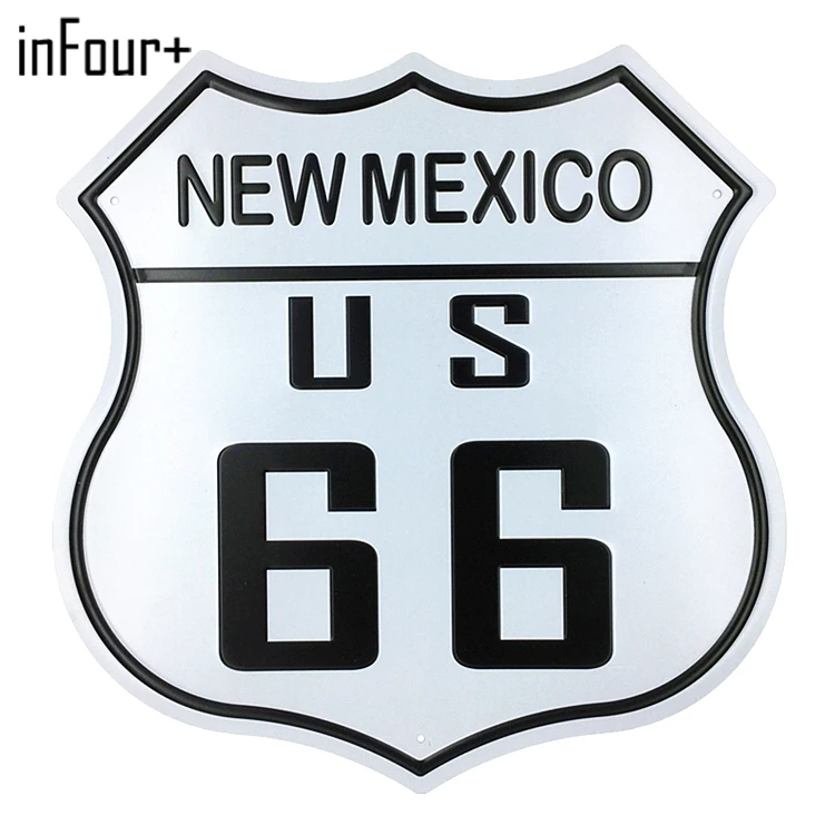 [inFour+] New Shield 66 Route Sign Metal Signs Home Decor Vintage Tin Signs Pub Vintage Decorative Plates Metal Wall Art Plaques