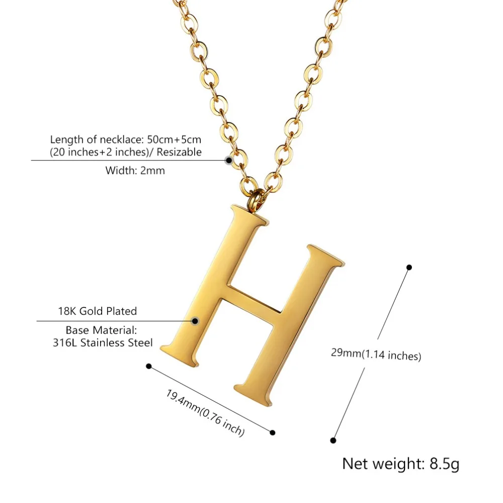 U7 именной, буква Шарм Для женщин/мужской кулон ожерелье подарок из нержавеющей стали золотые Цвет пользовательское имя чокер ожерелье с цепочкой P1215