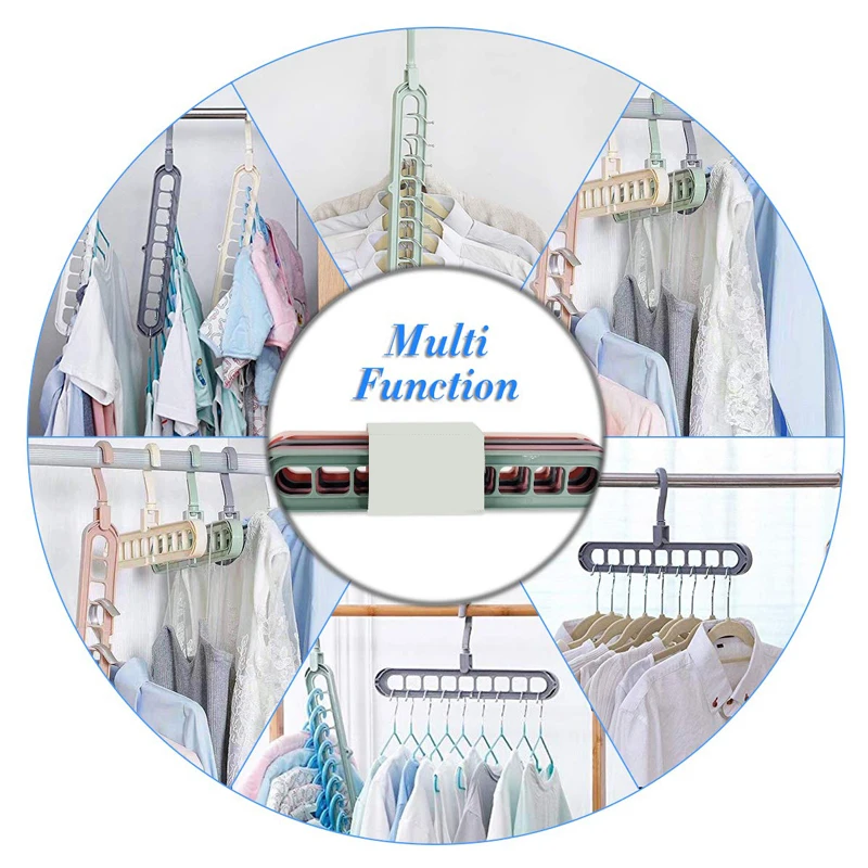 Rotatable 9-Hole Clothes Hanger Multi-port Support Circle Clothes Rack Wardrobe Storage Drying Plastic Racks Hangers for Clothes