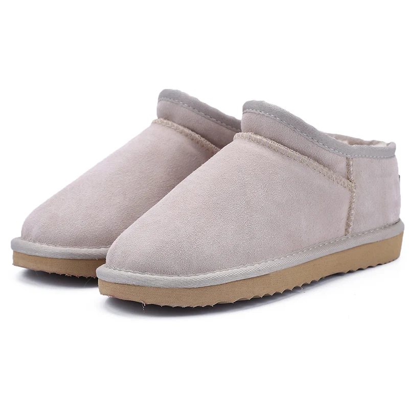 HABUCKN/женские зимние ботинки в классическом австралийском стиле; зимние теплые кожаные ботинки на плоской подошве; водонепроницаемые ботильоны высокого качества; большие размеры - Цвет: Sand