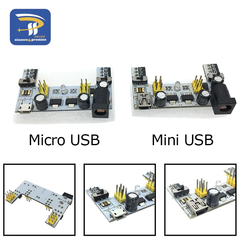 

MB102 Mini Micro USB Interface Breadboard Power Supply Module MB-102 Module For Arduino DIY Kit White DC 7-12V 2 Channel Board