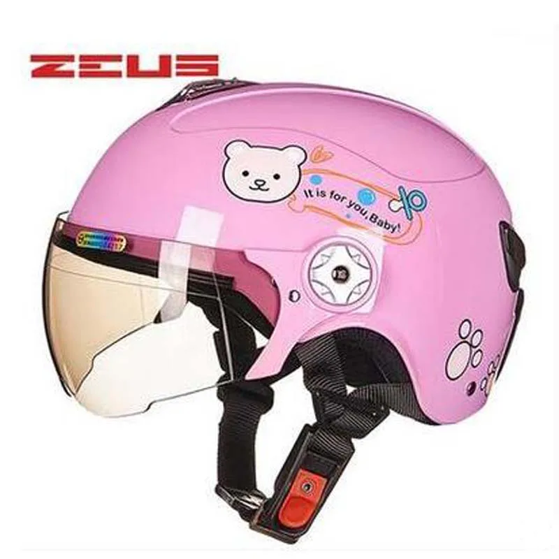 

2018 New summer ZEUS cute cartoon Children electric bicycle safety headpiece Half face Kids motorcycle helmets