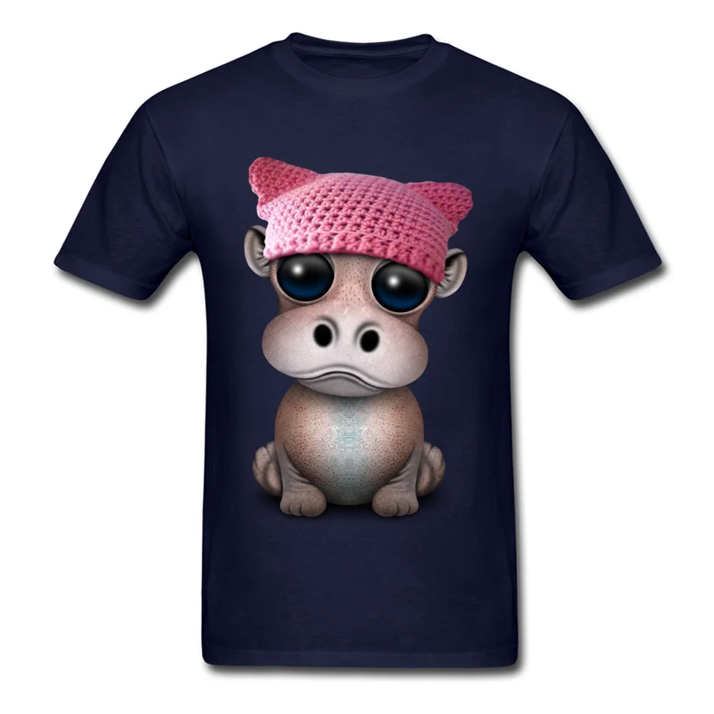 Cute Baby Hippo Wearing Pussy Hat_navy