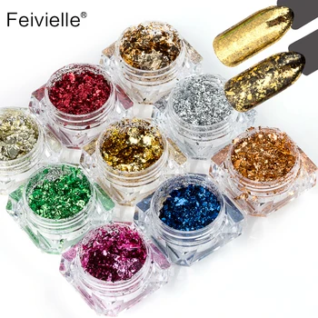 

Feivielle New 9 Boxs/Set Flakes Nail Aluminum Sequins 0.2g Bling Mirror Nail Glitters Powder Paillettes DIY Nail Art Decoration