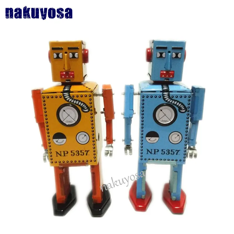 Metal Steel tooth robot nostalgic robot Clockwork Wind Up Tin Toy