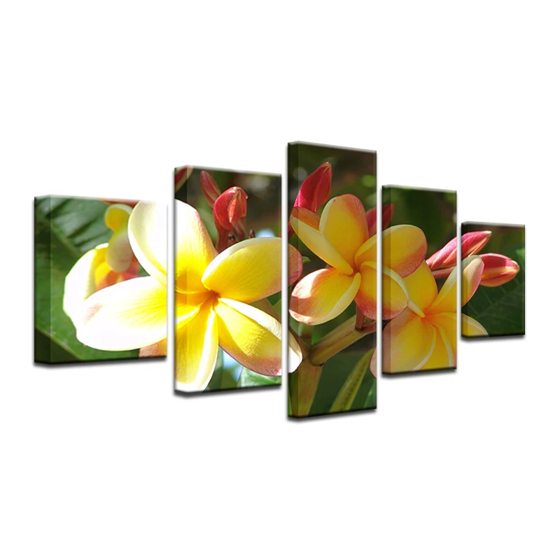 5 шт. холст фото печать желтый Frangipani Wall Art картина Картины домашний декор