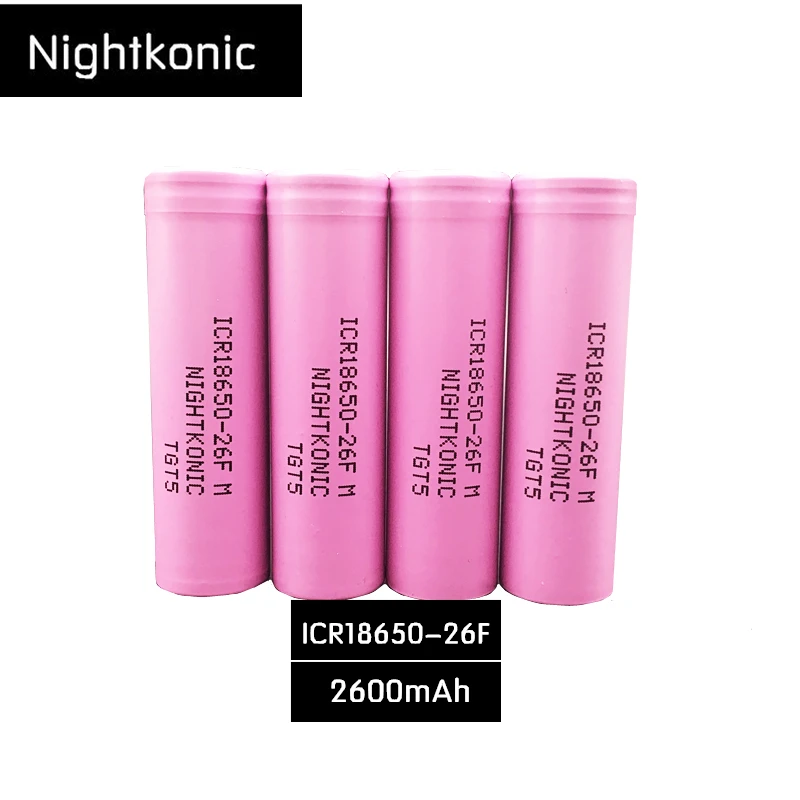 Оригинальная NIGHTKONIC 2 штуки 3,7 V 2600mAh литий-ионная 18650 аккумуляторная батарея ICR18650-26F(без зарядного устройства