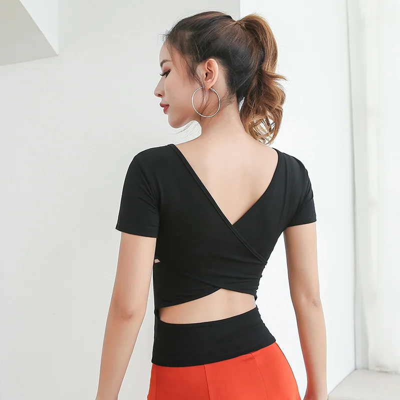 

New Summer New Latin Dance Tosp For Women Dance Wear Sexy Back Black Modal Cloth Modern Chacha Latin Dance Clothes Women BL1860