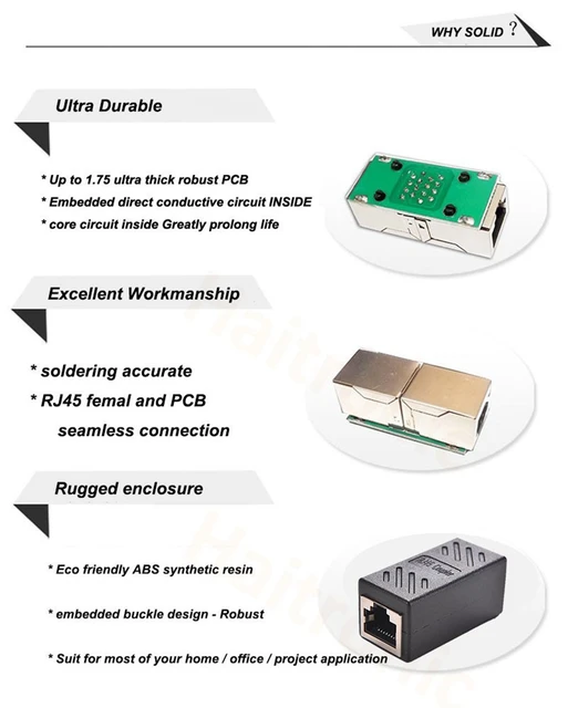 Accoppiatore ethernet rj45 per prolunga cavo di rete cat.5e UTP