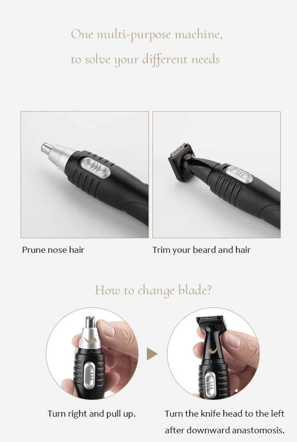 LSTACHi 2 в 1 батарея триммер для волос для носа для мужчин триммер для бороды прецизионная стрижка для носа и бороды бритва