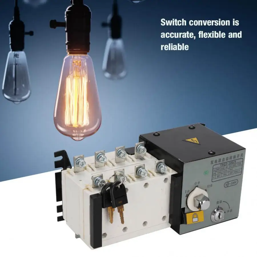 

YXQ3-100A 4P Dual Power Automatic Transfer Switch strong anti-interference ability Dual Power ATS PC level