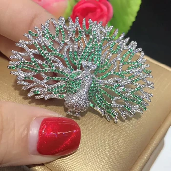 

SHANICE Big Peacock Brooches For Women Wedding Bouquets Clip Scarf Buckle Hijab Pins AAA Cubic Zirconia Brooch Luxury Wedding Ac
