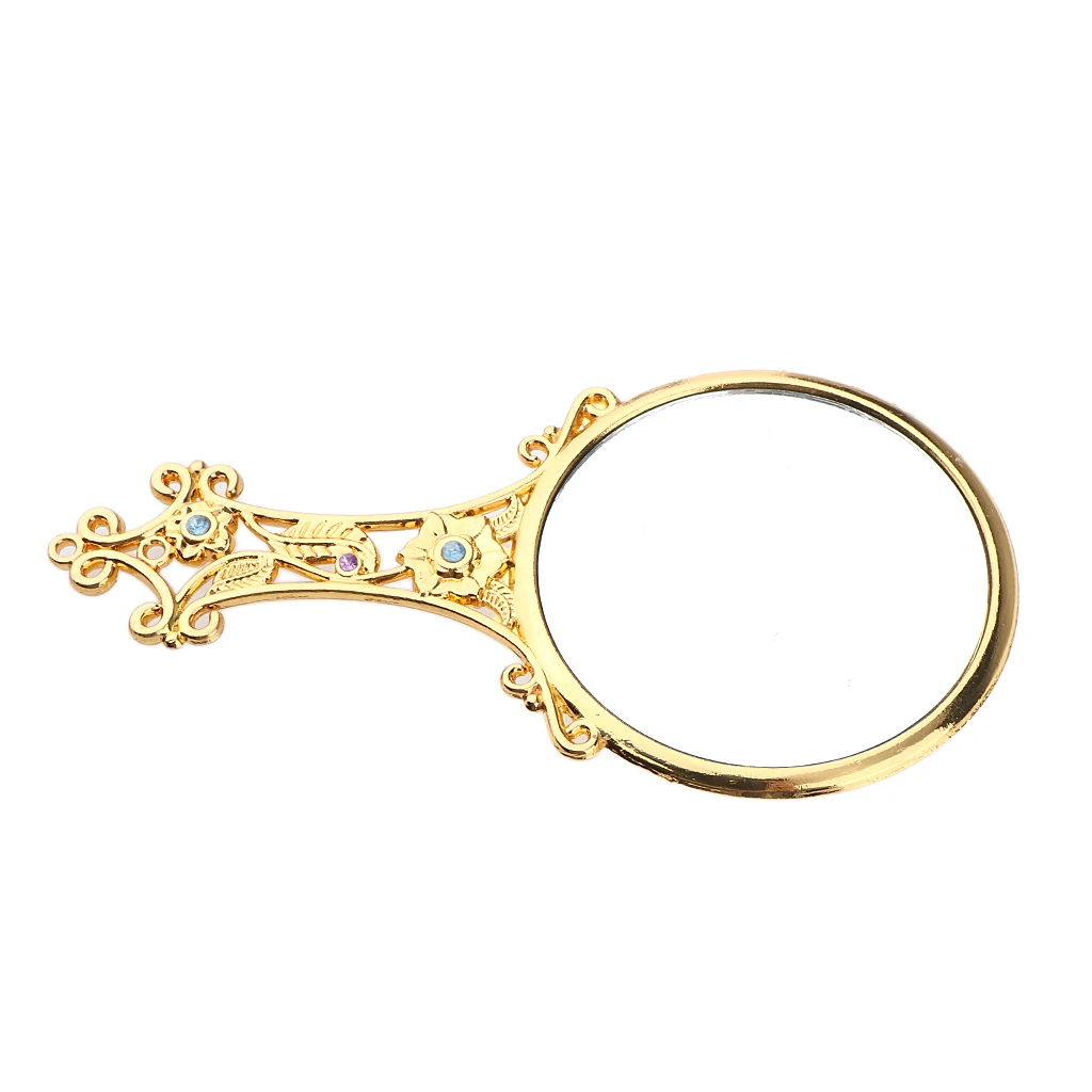 MagiDeal Portable Antique Vintage Pocket-Sized Hand Held Makeup Beauty Cosmetic Mirror Vanity Dresser Decor