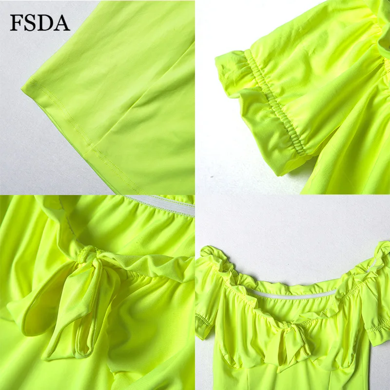 FSDA Неон оборками лук Ruched Bodycon Платье спинки без бретелек сексуальный V образным