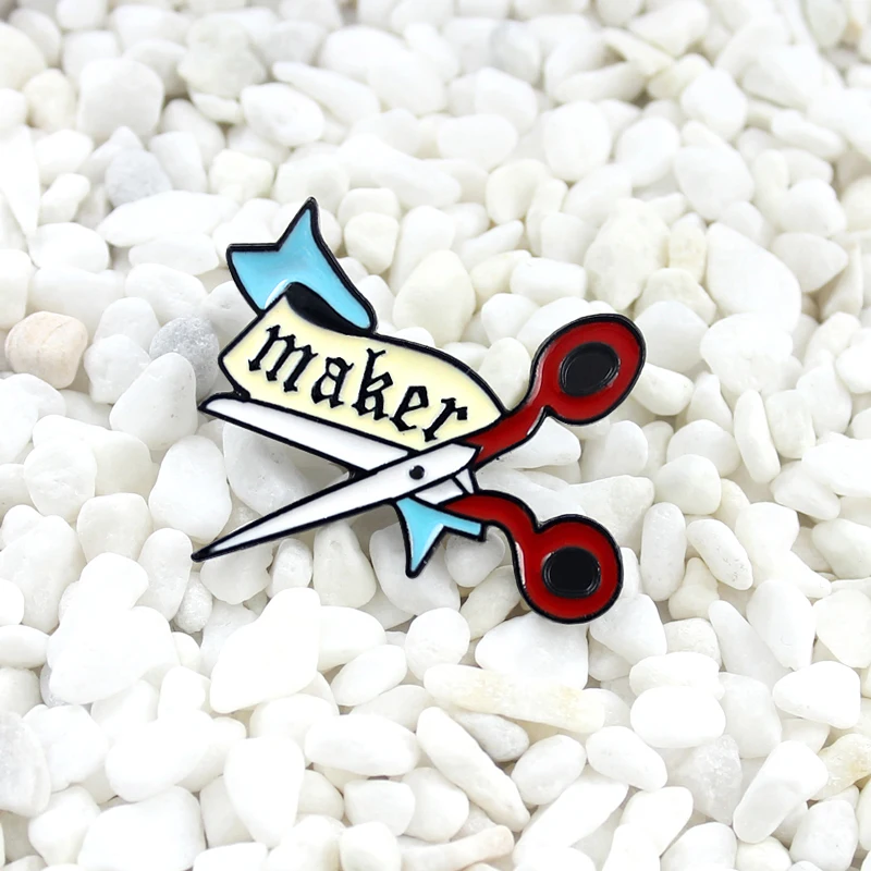 

Maker scissors hard Enamel needle Banner slogan scissors perfect brooch Backpack sweater badge Lovely gift
