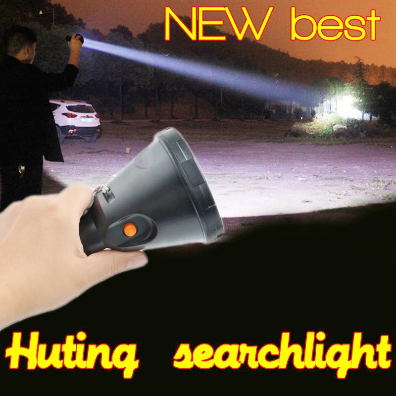 High power Led portable Hand held hunting flashliht t6 rechargeable lithium battery searchlight outdoor lighting for