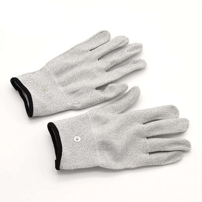 1 Pair Conductive Fiber Tens Electrode Massage Gloves With 1 Cable Pain Hand Relief For Pulse Acupuncture Therapy Body Massager