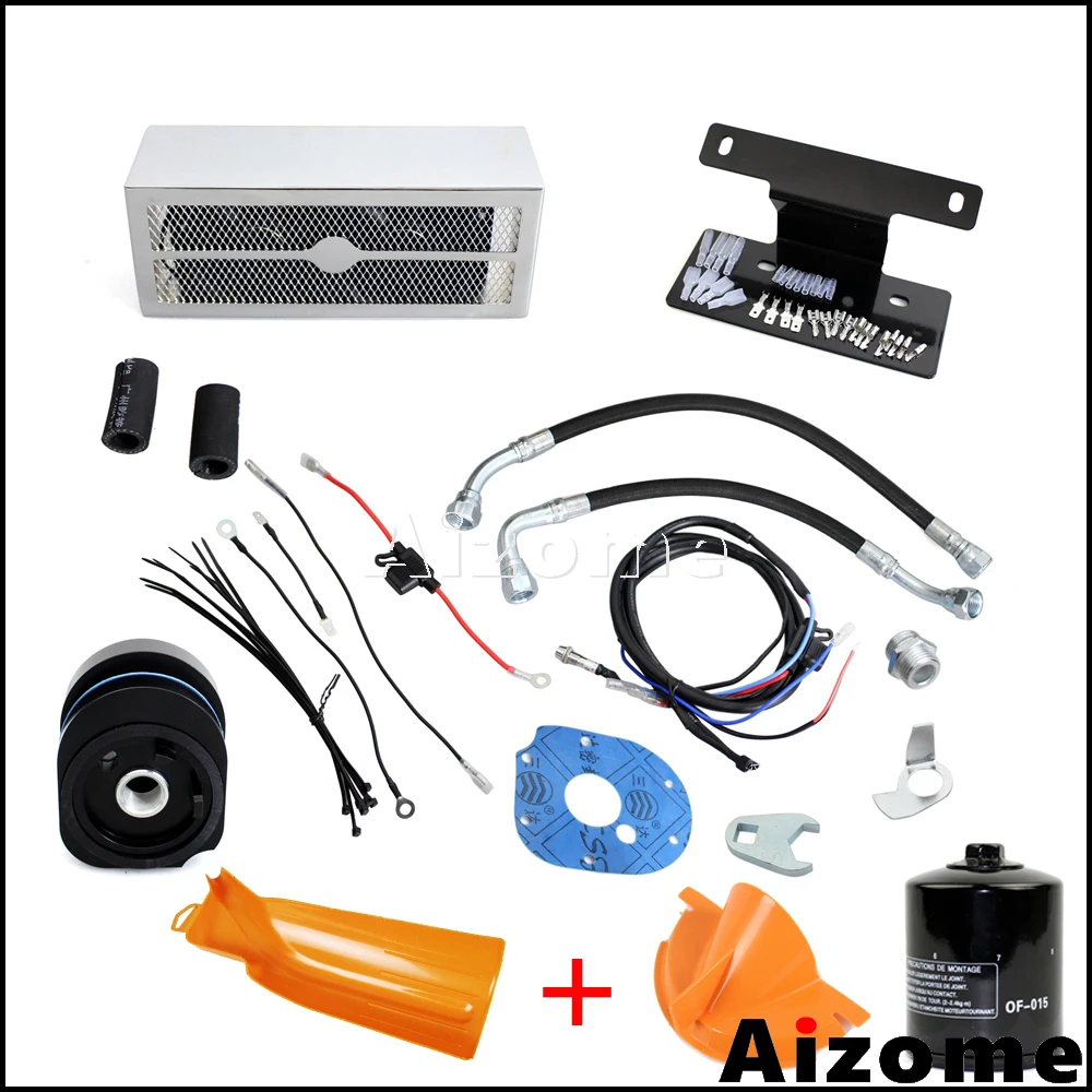 Chrome Fan Cooling System Oil Cooler For Harley Touring Road Glide Road