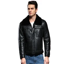 Для мужчин качества из настоящей овечьей шерсти, пальто из натуральной кожи-бабочка, деловой костюм для мальчиков, красная одежда Shearling овчины куртка Для мужчин меховая верхняя одежда