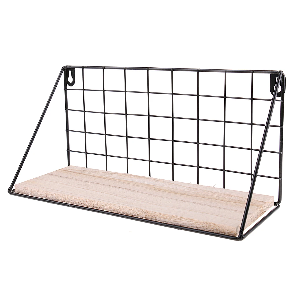 DIY Wall Mount Metal and Wooden Wire Rack Holder For table standing rack Holder Shelf Home Kitchen Storage  Bedroom Decoration