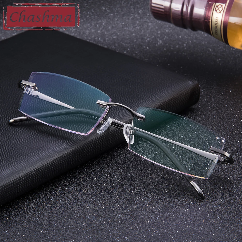 Титановые мужские очки Chashma градиентные цветные линзы без оправы индивидуальные