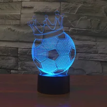 Спальня 3D волшебный ночной Светильник декоративная Иллюзия Корона Футбол лампа Теплый светодиодный USB настольная лампа