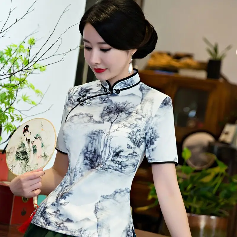 

New Arrival Summer Women's Lace Shirt Tops Chinese style Lady Blouse Handmade Button Mujer Camisa Size S M L XL XXL XXXL 104