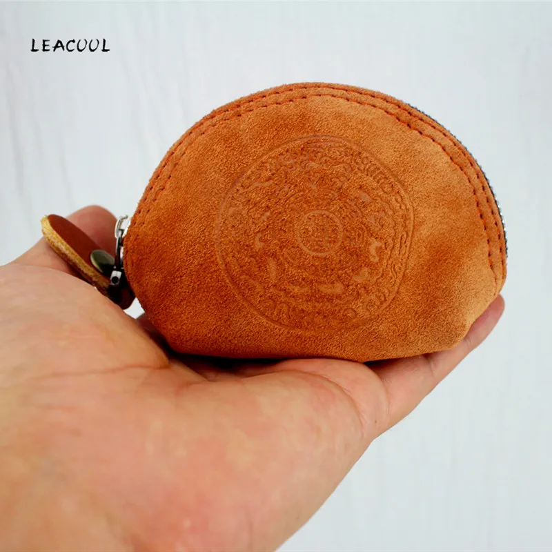 

LEACOOL Split Leather Cheap Coin Purse Drawstring Pouch Calabash Jewelry Packing Bags Coin bag for For Earphone line